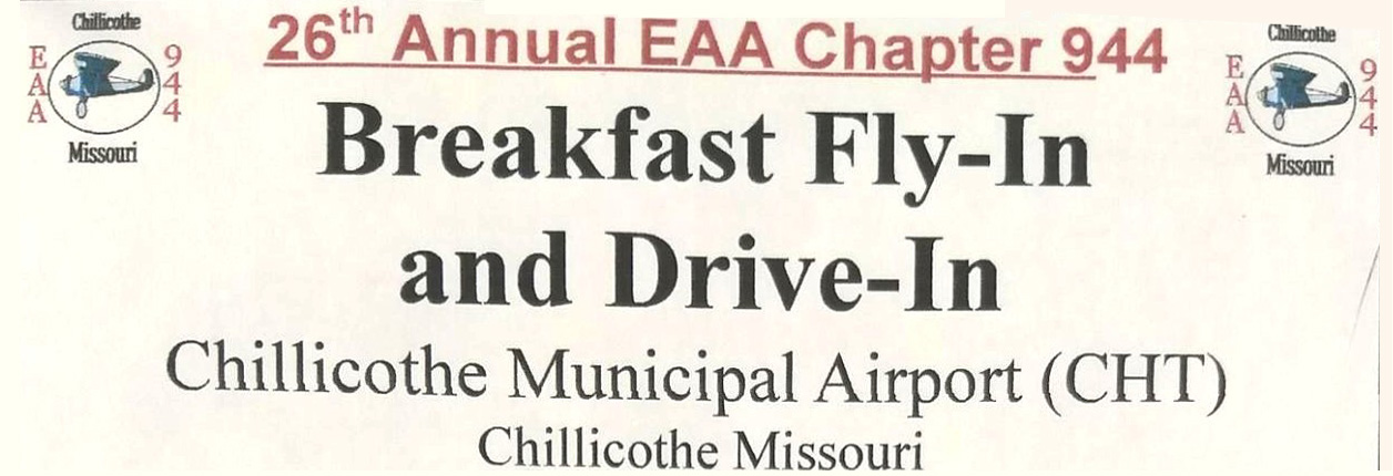 26th Annual EAA 944 Fly-In Breakfast is August 25th