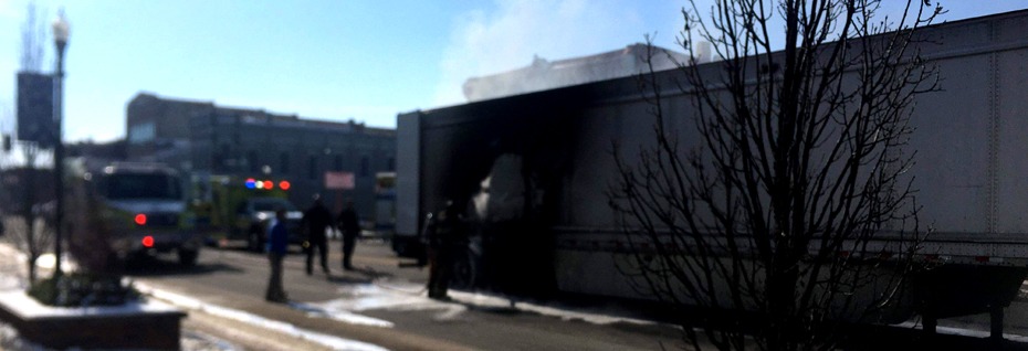 Trailer Fire On Washington Street, In Front Of City Hall