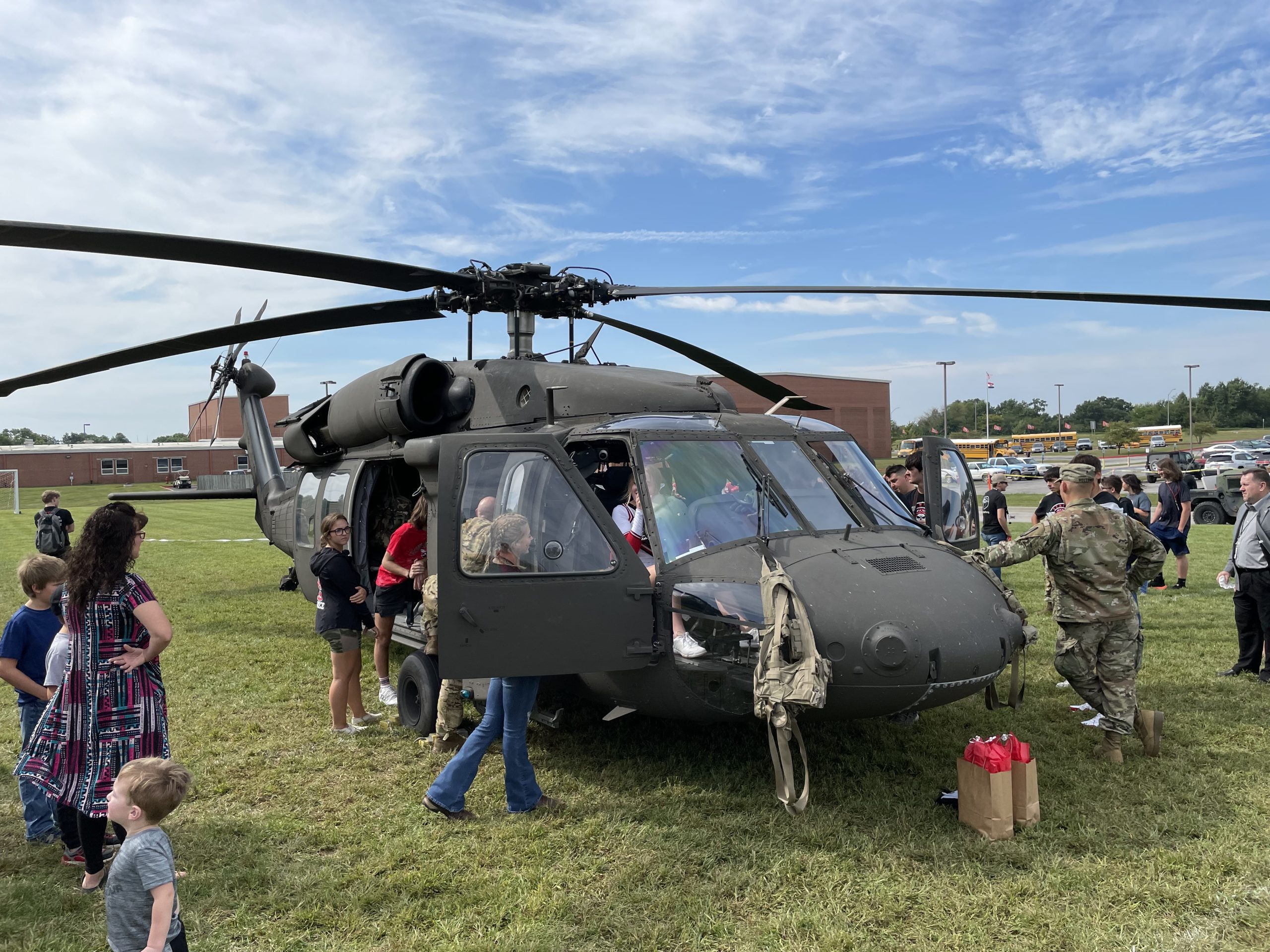 Military Helicopter Lands On CHS Practice Fields For Homecoming