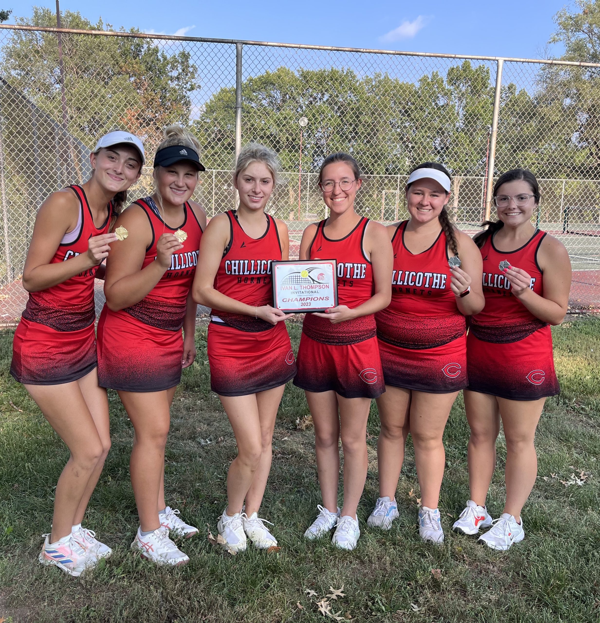 Lady Hornet Tennis Are Carrollton Tournament Team Champions and Earn Four Doubles Medals