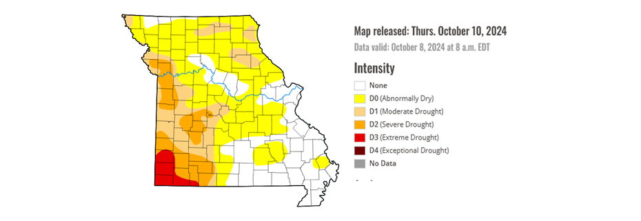 Missouri Drought Monitor For October 10th